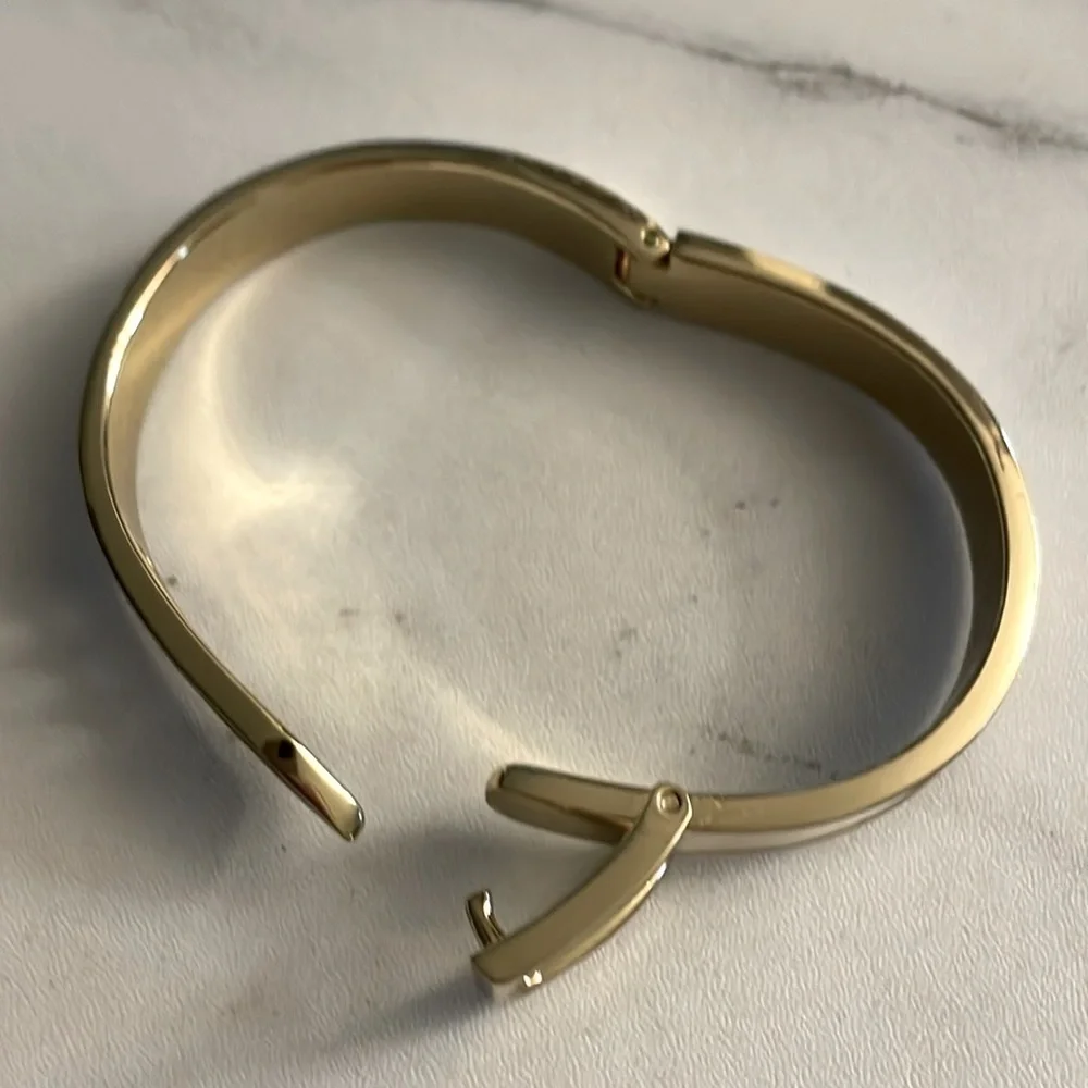 My Daily Styles Fashion Alloy Yellow Gold-Tone White Belt Buckle Bangle Bracelet